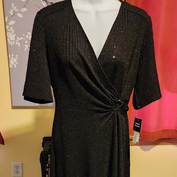Stunning Sparkling Black Wrapy Dress - Brand New - Picture 1 of 5